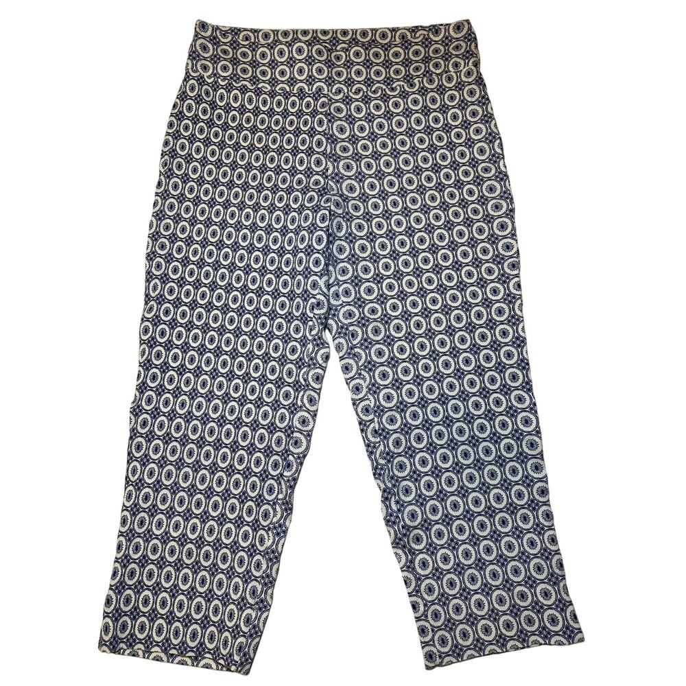 Zac & Rachel Women’s Crop Pants Size 10 Blue Hi-Rise Straight Leg Stretch